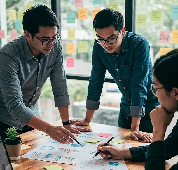 Professionals discussing a project plan