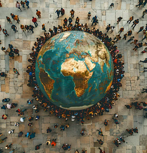 An illustration of international connections