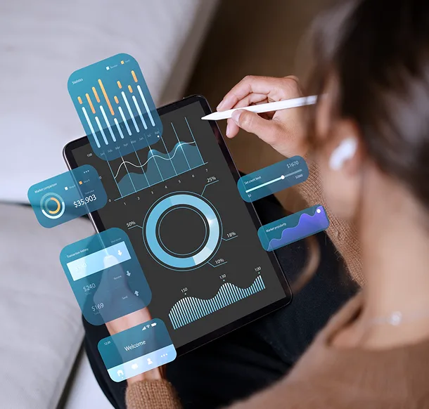 Business analytics on a digital display
